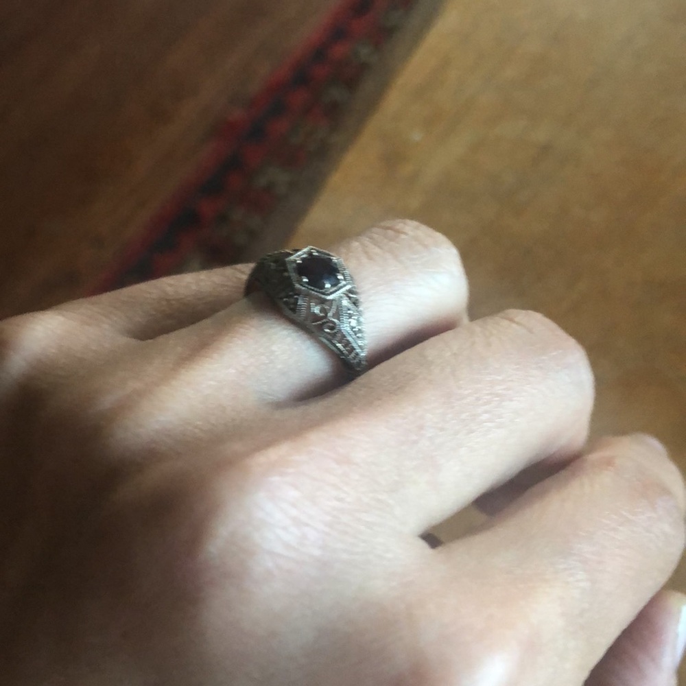 On hold-Sterling garnet light weight ring
